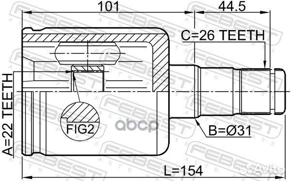 Шрус внутренний левый 22X31X26 2311PV Febest