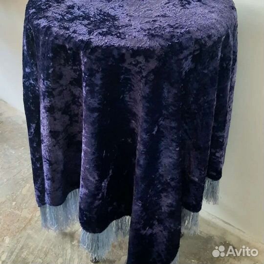 Скатерть синий плюш старинная