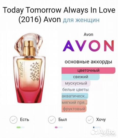 Духи avon today tomorrow always in love
