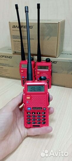 Рация Baofeng UV-5R красная с гарнитурой оригинал