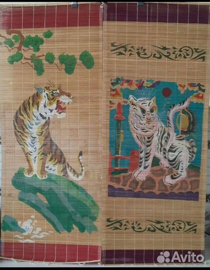 Панно из бамбуковой соломки 70-х годов СССР