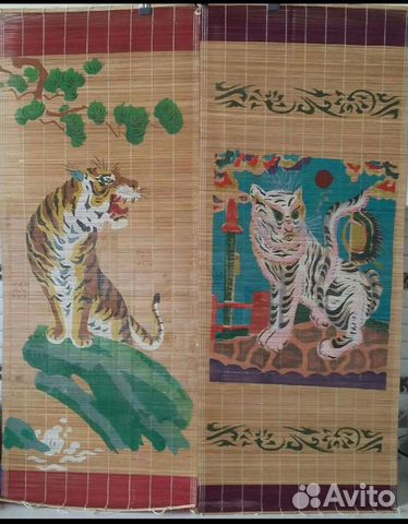 Панно из бамбуковой соломки 70-х годов СССР