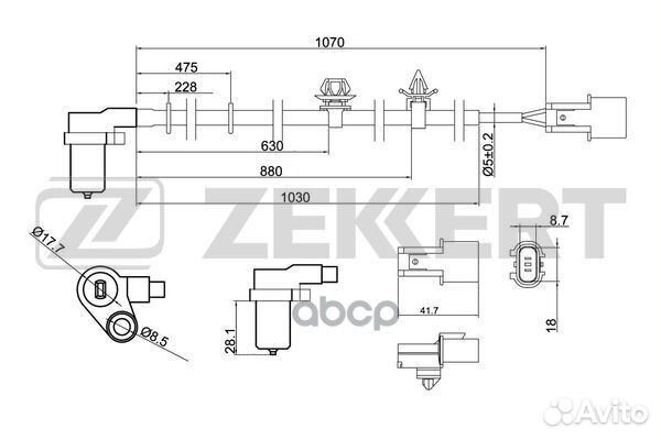 Датчик ABS задн. прав. Mitsubishi Lancer VII 03