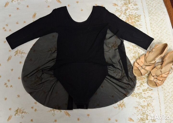 Гимнастический костюм-купальник с юбкой