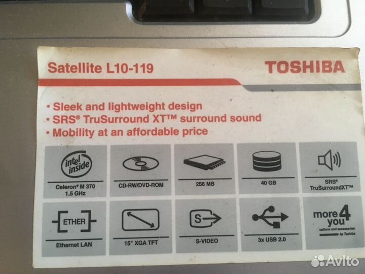 Ноутбук Toshiba Satellite L10-119