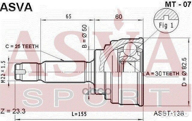 ШРУС наружный hyundai elantra 25x30x50 MT07 asva