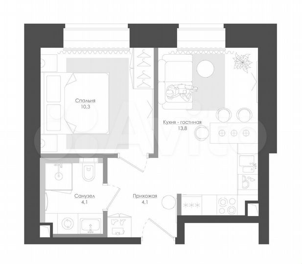 1-к. квартира, 34,9 м², 12/39 эт.
