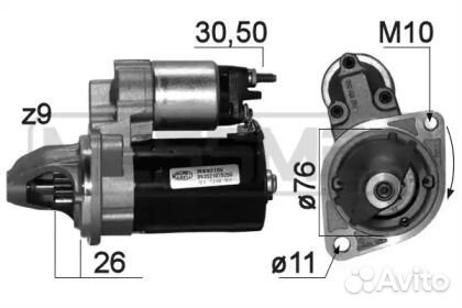 Стартер (12V,1,2kW) BMW E81/E87/E90/E60/X1(E84) /X3(E83) mot.N45/N46 ERA 220871