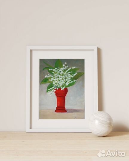 Картина маслом цветы ландыши