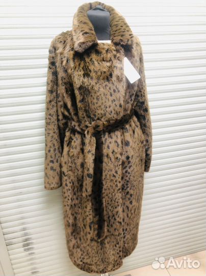 Искусственная шуба длинная леопардовая