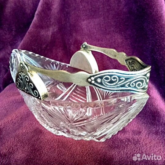 Конфетницы. Вазы хрустальные с мельхиором СССР