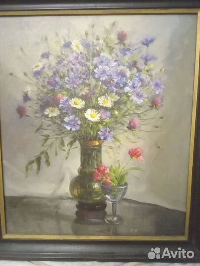 Картина маслом на холсте 47 х 55 цветы