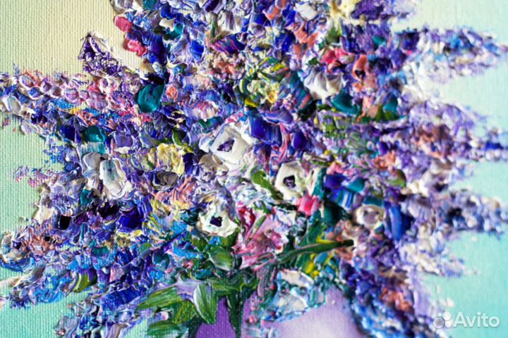 Картина маслом летний букет полевых цветов