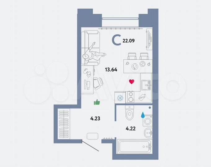 Квартира-студия, 22,1 м², 6/31 эт.