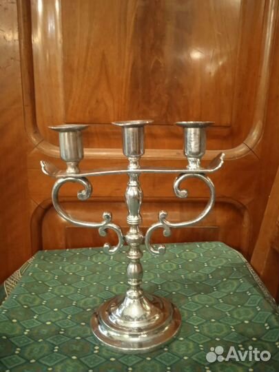 Канделябр на 3 свечи. Посеребрëнный. Винтаж