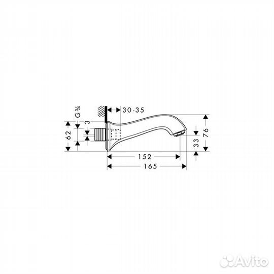 Излив для ванны Hansgrohe Metris Classic 13413000