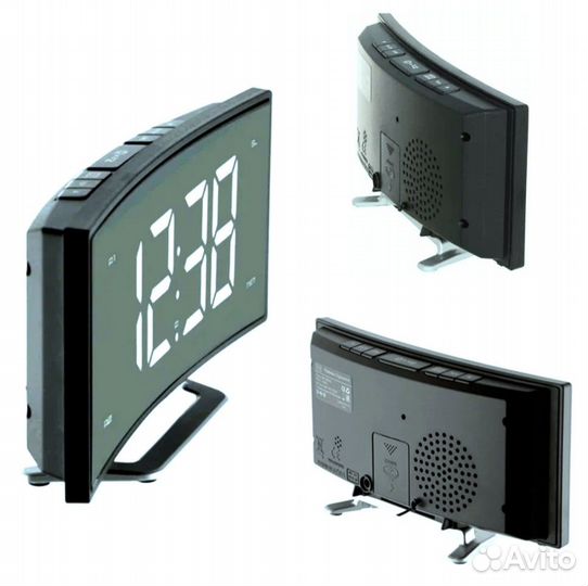 Радиочасы с будильником MAX CR2906W чер/бел цифры