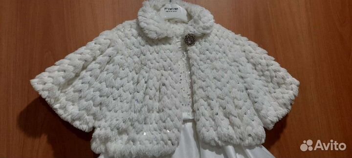 Платье для принцессы с полушубком (рост 98-104см)