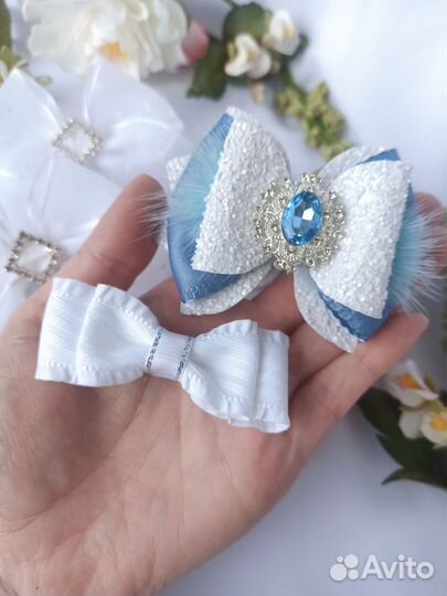 Подарочный набор зимних бантиков, ручная работа