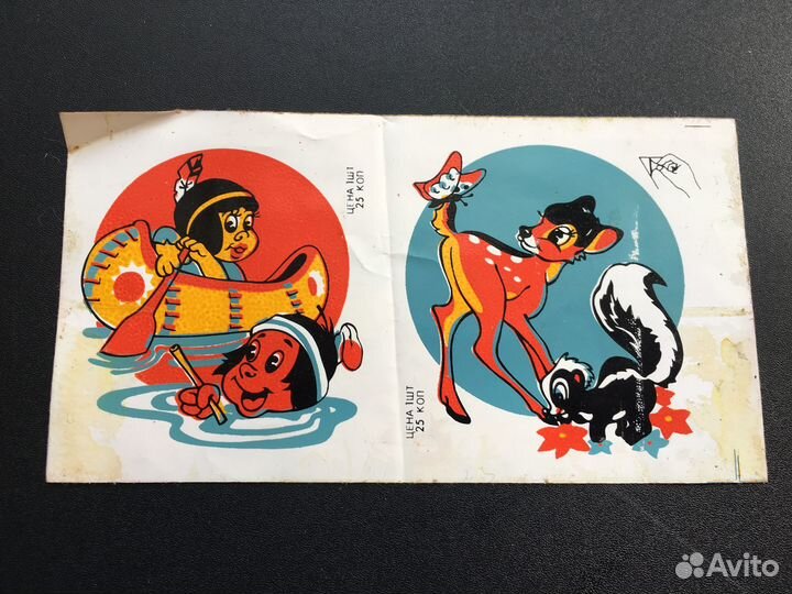 Наклейки СССР 2 шт. индейцы олененок скунс