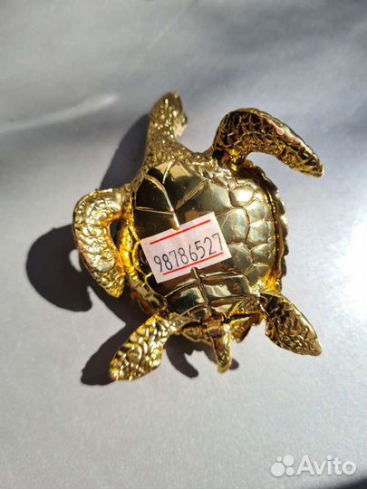 Шкатулка металлическая со стразами Черепаха новая