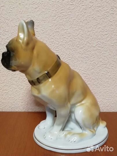 Фарфоровые статуэтки Бульдог и Рысь, лфз, СССР