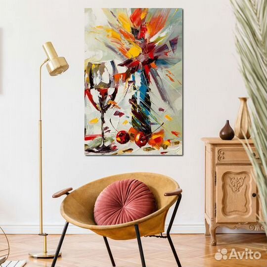 Интерьерная картина маслом абстракция примерка