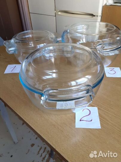 Кастрюли стеклянные 2л.,3л.,4л.жаропрочн.стекло
