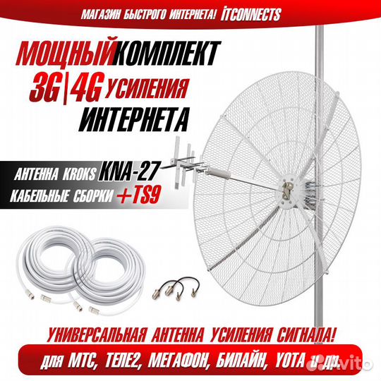 4G MiMO Антенна Kroks KNA27 MiMO + TS9 для Модема
