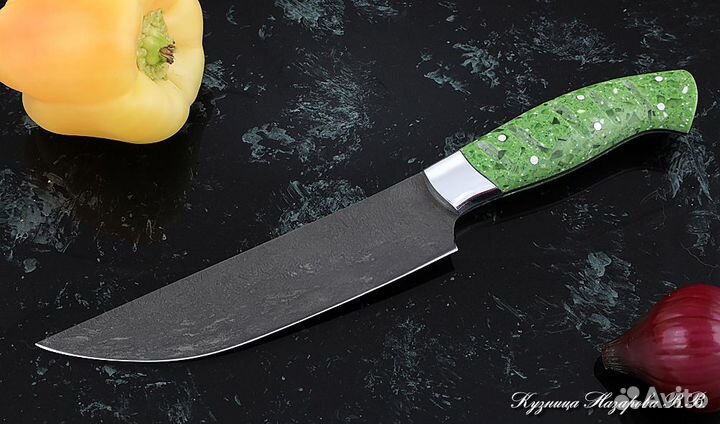 Кухонный нож Шеф № 8 Х12мф рукоять акрил зеленый