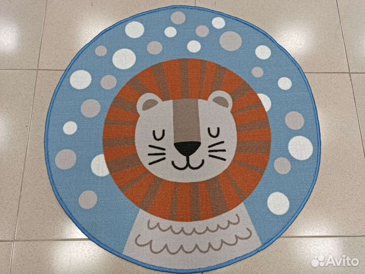 Коврик палас детский круг с животными 1 x 1 м
