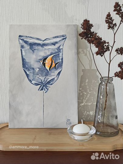 Авторская интерьерная картина «Золотая рыбка»