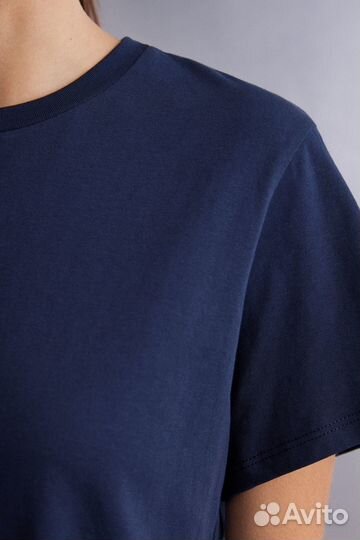 Хлопковая футболка intimissimi синяя