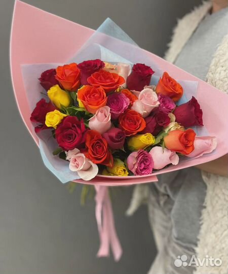 Букет из 35 роз Кения микс 35-40см в фоамиране