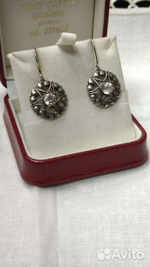 Серебряные серьги 875 звезда винтаж