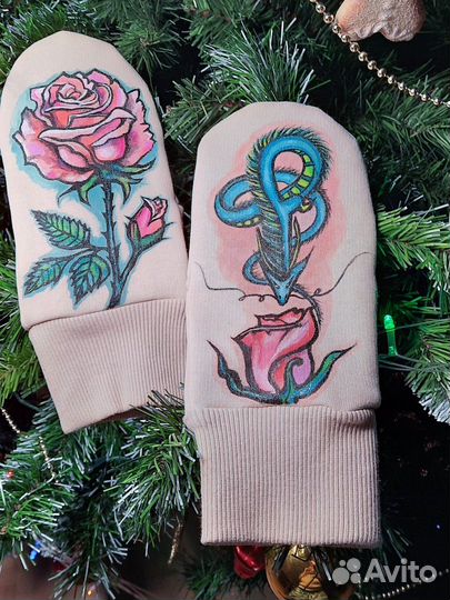 Варежки с ручной росписью