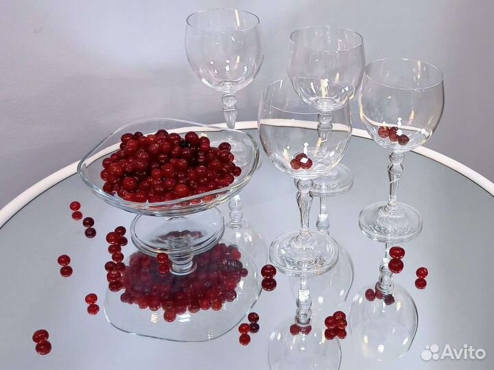 Бокалы для вина хрусталь, Богемия, ваза для конфет