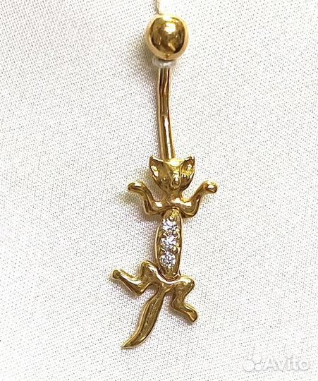 Золотой пирсинг с камнем