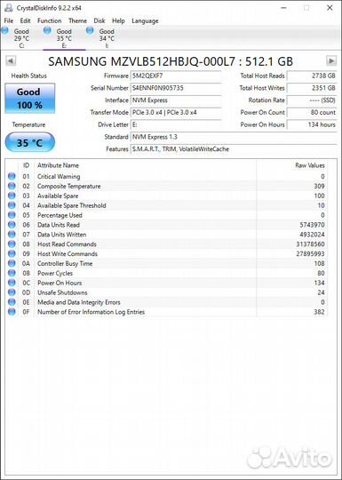 512GB Samsung PM981a SSD (970 EVO plus)