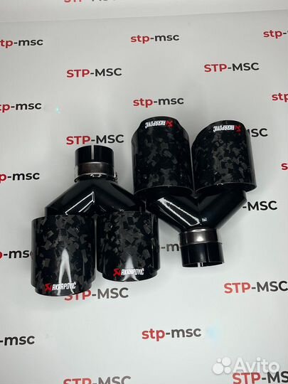 2 шт Насадки двойные на глушитель Акрапович