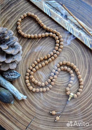 Четки из рудракши 108 бусин мужские 5 ликов