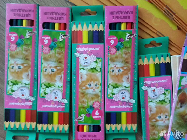 Канцтовары альбом цветная бумага карандаши