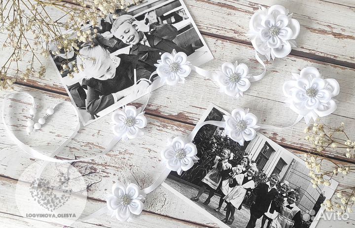 Школьные бантики лента в косу ручной на 1 сентября