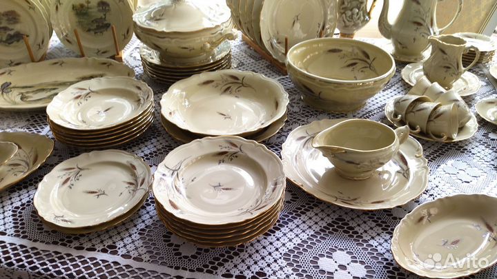 Столовый сервиз на 12 персон Антиквариат Лимож