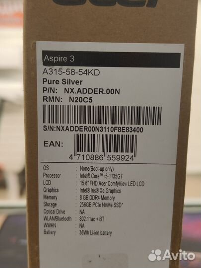 Новый ноутбук Acer 15,6” i5-11th/8gb/512gb/Iris XE