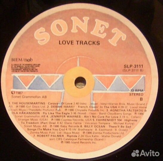 Love Tracks (сборник), EX/NM, Sweden, 1987 г