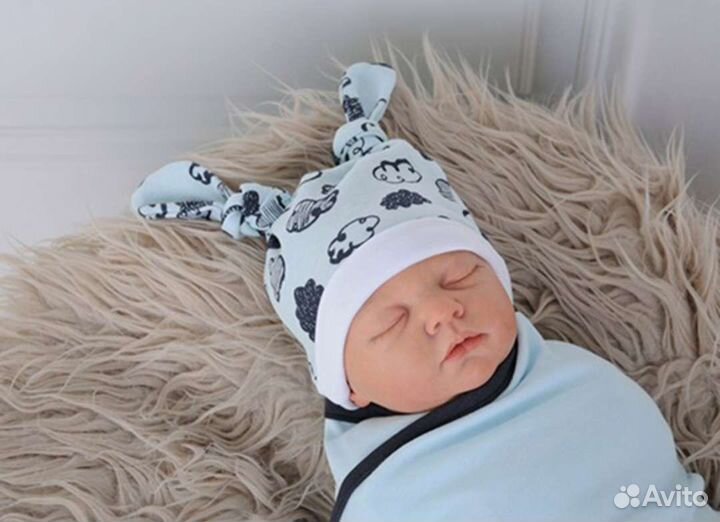 Пеленка кокон Облачко на липучке, голубая, 0-3 мес