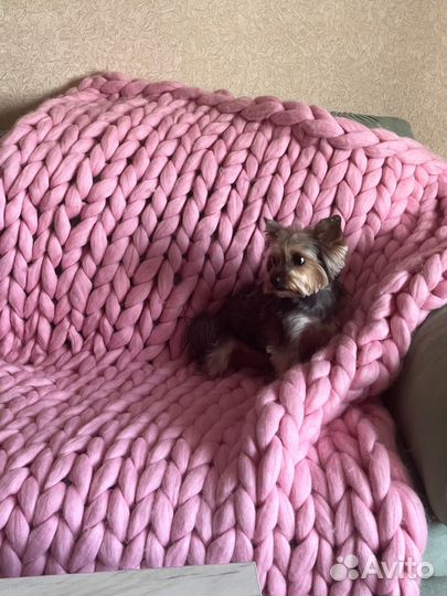 Плед из шерсти мериноса крупной вязки