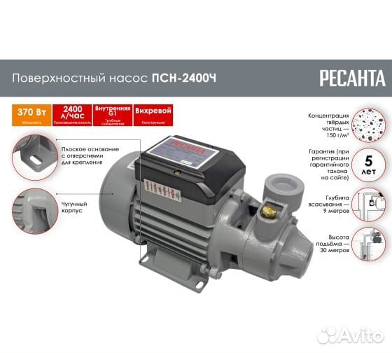 Поверхностный насос псн-2400Ч Ресанта