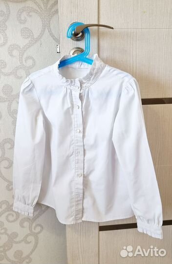 Блузка (рубашка)белая школьная 128-134р